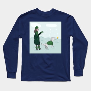 Dog walk in the snow Long Sleeve T-Shirt